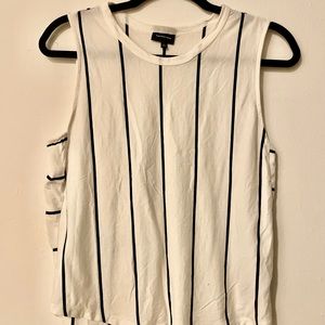 Who What Wear Black and White Stripe Muscle Tank